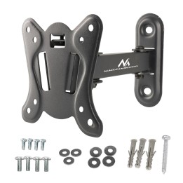 Maclean MC-416 TV supporto monitor a parete 13 -32 30kg inclinazione rotazione max VESA 100x100 verniciatura nera a polvere staf