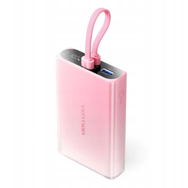 Vention 10000mAh Power bank con display LED USB-C + Lightning + USB-A 22.5W (rosa)