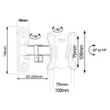 Maclean MC-416 TV supporto monitor a parete 13 -32 30kg inclinazione rotazione max VESA 100x100 verniciatura nera a polvere staf