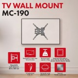 Maclean TV supporto / staffa max VESA 400x400 32-55 fino a 25 kg nero regolazione inclinazione 0°–-15° e regolazione rotazione +