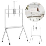 Maclean TV carrello / supporto telecamera con ripiano su rotelle 55-100 carico max 120kg/10kg ripiano max. VESA 900x600 bianco M