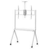 Maclean TV carrello / supporto telecamera con ripiano su rotelle 55-100 carico max 120kg/10kg ripiano max. VESA 900x600 bianco M