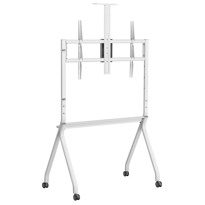 Maclean TV carrello / supporto telecamera con ripiano su rotelle 55-100 carico max 120kg/10kg ripiano max. VESA 900x600 bianco M