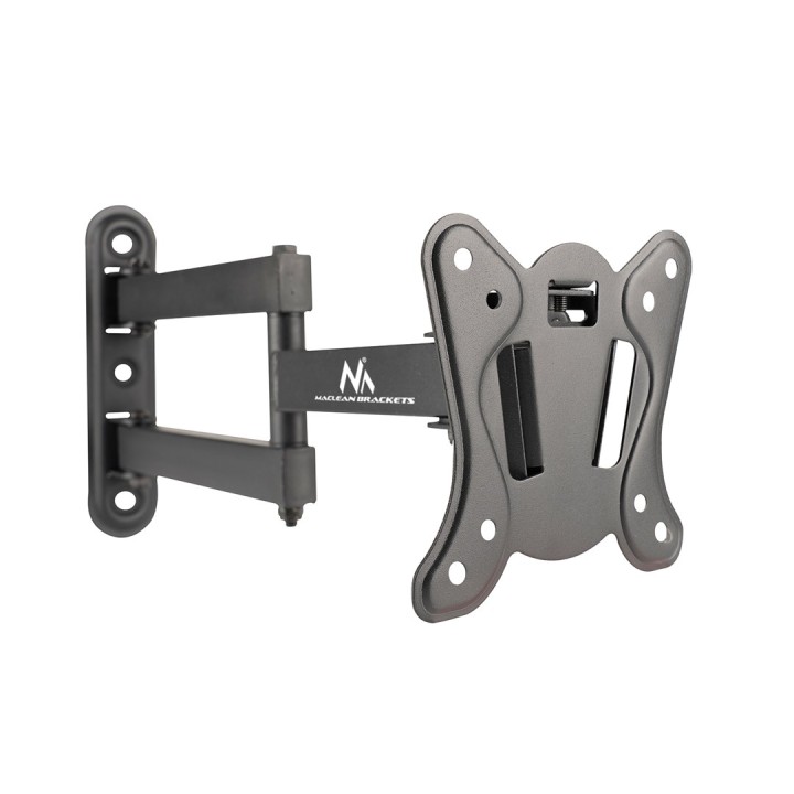 Maclean MC-417 supporto a parete full motion per TV monitor 13-32 30kg max VESA 100x100 verniciato nero universale supporto staf