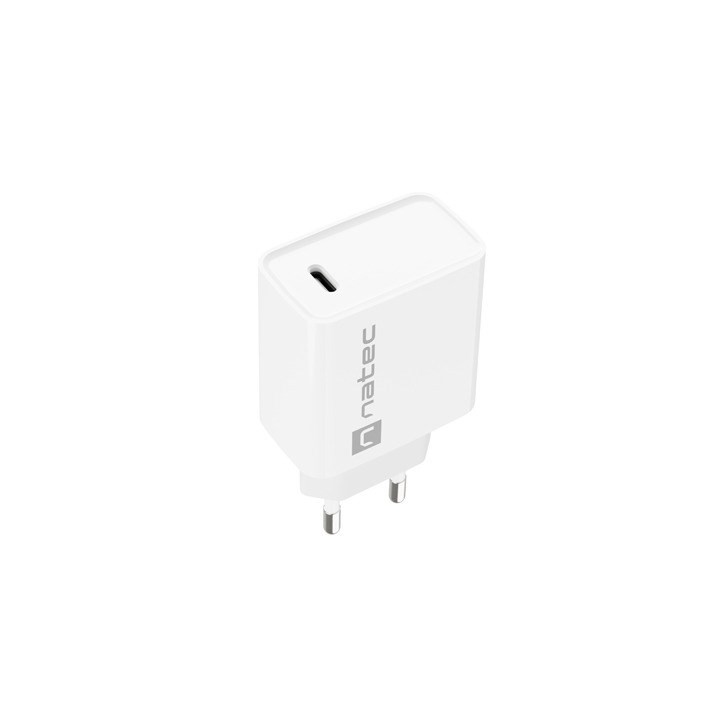 NATEC CARICABATTERIE DI RETE RIBERA USB-C 20W PD BIANCO