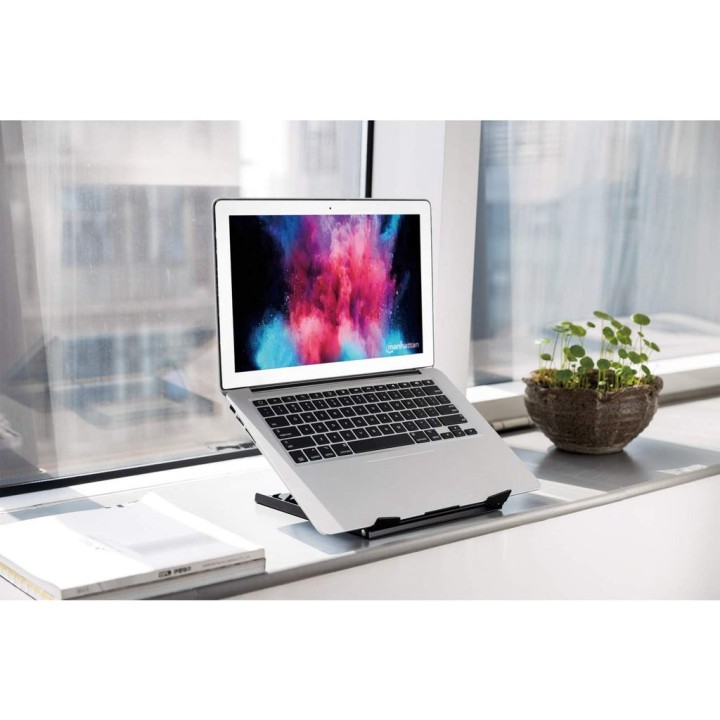 Manhattan Supporto per laptop e tablet regolabile (5 posizioni) idoneo per tutti i tablet e laptop fino a 15.6 portatile e legge