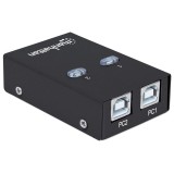 Manhattan USB-A Interruttore di condivisione automatica 2x porte USB-B 480 Mbps (USB 2.0) Controllo doppio (rilevamento automati