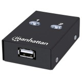 Manhattan USB-A Interruttore di condivisione automatica 2x porte USB-B 480 Mbps (USB 2.0) Controllo doppio (rilevamento automati