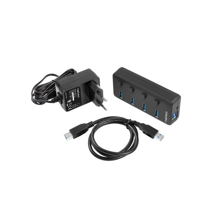 NATEC HUB USB 3.0 MANTIS 2 4-PORTE CON SWITCH+ALIMENTATORE