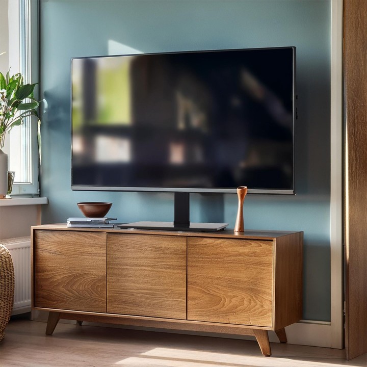 Maclean MC-386 Supporto universale TV per credenza scrivania tavolo 32 - 75 40kg VESA 35° rotante vetro temprato regolabile alte