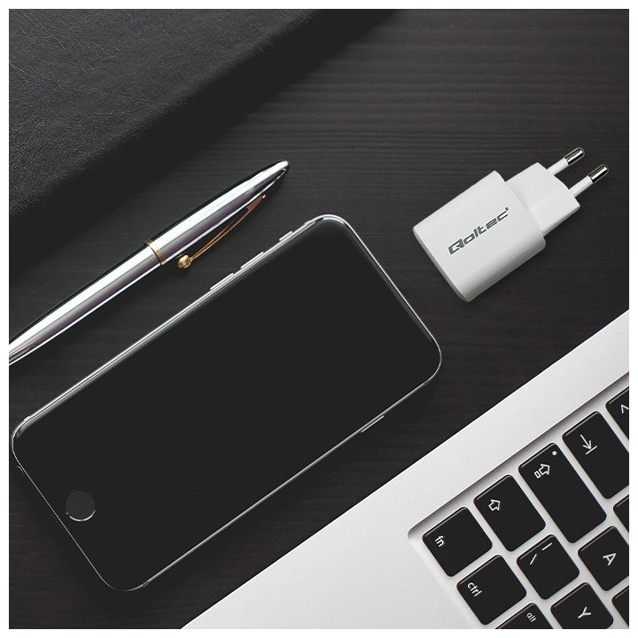 Qoltec 50763 caricatore dispositivi mobili laptop console portatile da gioco power bank smartphone smartwatch tablet bianco AC r