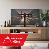 Maclean MC-386 Supporto universale TV per credenza scrivania tavolo 32 - 75 40kg VESA 35° rotante vetro temprato regolabile alte