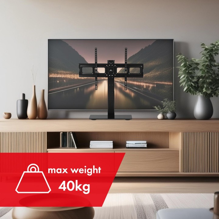 Maclean MC-386 Supporto universale TV per credenza scrivania tavolo 32 - 75 40kg VESA 35° rotante vetro temprato regolabile alte