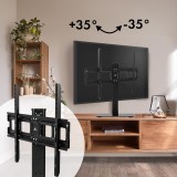 Maclean MC-386 Supporto universale TV per credenza scrivania tavolo 32 - 75 40kg VESA 35° rotante vetro temprato regolabile alte