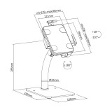 Maclean MC-468W supporto universale per tablet bloccabile 7.9 - 11 montaggio su tavolo o parete chiosco display pubblico robusto