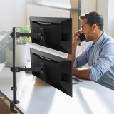 Maclean MC-967 supporto monitor da scrivania doppio verticale max VESA 100x100 13-27 2x 9kg verniciato a polvere inclinabile ruo