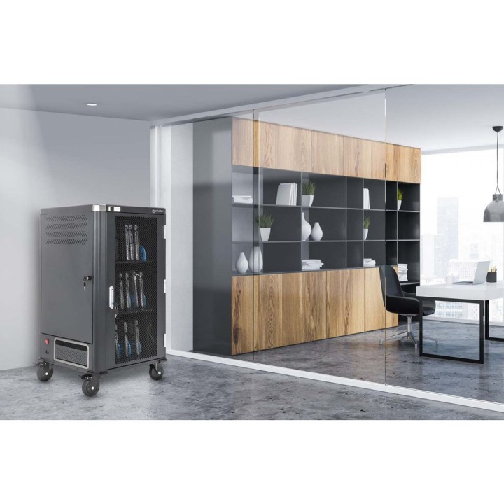 Manhattan Carrello/tavolo di ricarica per laptop tramite adattatore AC (EU) 30 scomparti installare l'adattatore AC del disposit