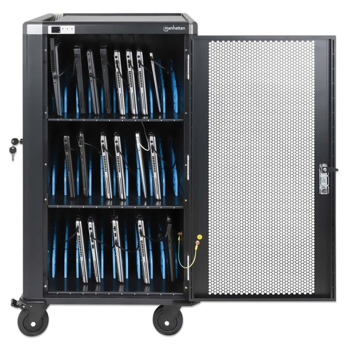 Manhattan Carrello/tavolo di ricarica per laptop tramite adattatore AC (EU) 30 scomparti installare l'adattatore AC del disposit