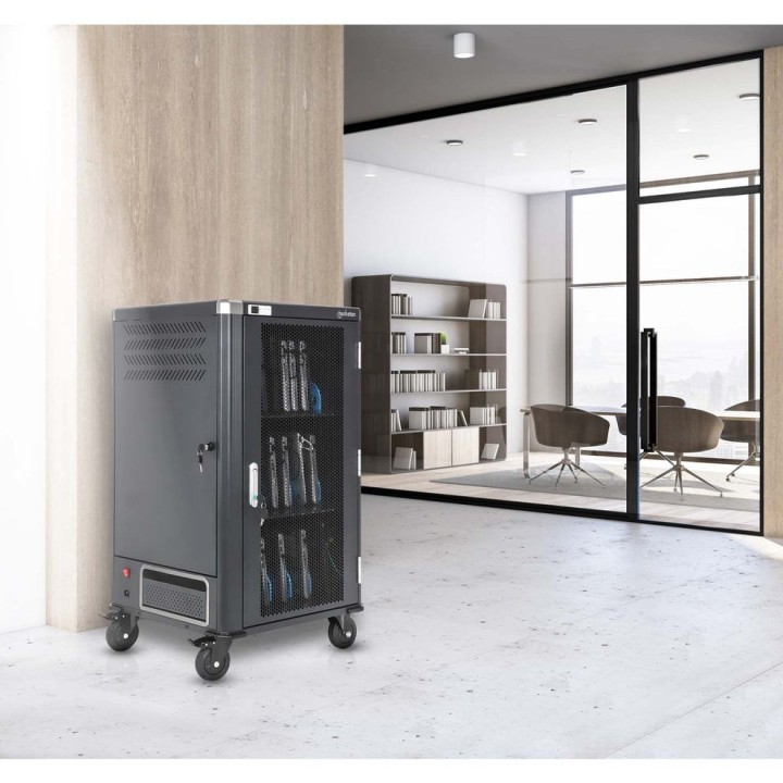 Manhattan Carrello/tavolo di ricarica per laptop tramite adattatore AC (EU) 30 scomparti installare l'adattatore AC del disposit