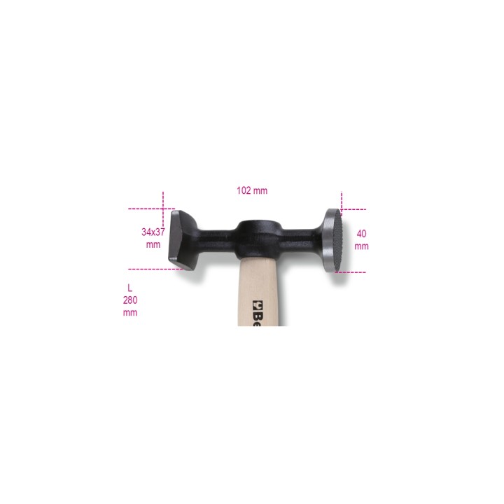 Beta 1357Z/45 Martelli con teste piane tonda zigrinata e quadra liscia manico in legno 013570045