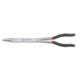 Beta 1009L/D Pinza a becchi mezzotondi lunghissimi diritti zigrinati, con doppio snodo manici ricoperti con 2 strati di PVC anti