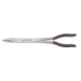 Beta 1009L/D Pinza a becchi mezzotondi lunghissimi diritti zigrinati, con doppio snodo manici ricoperti con 2 strati di PVC anti