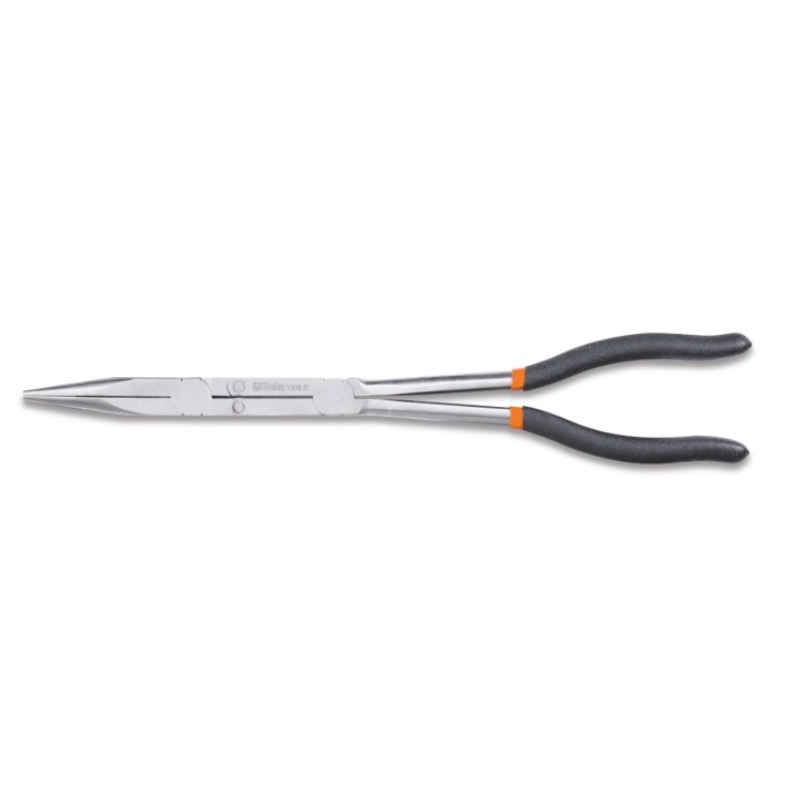 Beta 1009L/D Pinza a becchi mezzotondi lunghissimi diritti zigrinati, con doppio snodo manici ricoperti con 2 strati di PVC anti