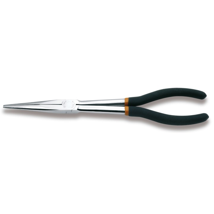 Beta 1009L/A Pinza a becchi mezzotondi lunghissimi diritti zigrinati, per impieghi speciali manici ricoperti con 2 strati di PVC