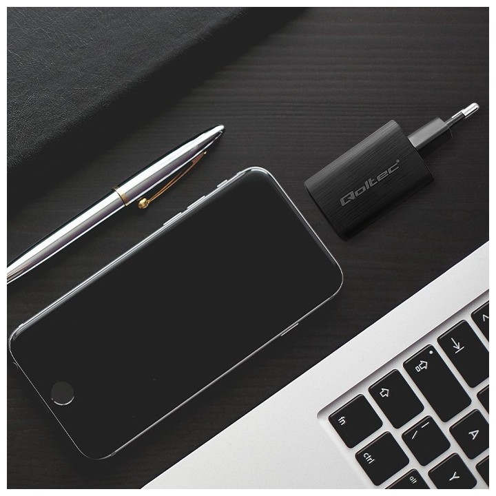 Qoltec 50766 caricatore dispositivi mobili laptop console portatile da gioco power bank smartphone smartwatch tablet nero AC ric