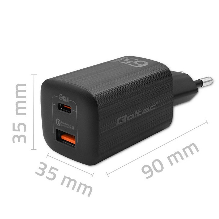 Qoltec 50766 caricatore dispositivi mobili laptop console portatile da gioco power bank smartphone smartwatch tablet nero AC ric