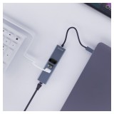 Savio AK-57 USB-A - 3 x USB-A HUB con adattatore RJ-45 Gigabit Ethernet 5000 Mbit/s grigio USB 3.2 Gen 1 (3.1 Gen 1) Micro-B 500