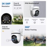 TP-Link Telecamera Wi-Fi di sicurezza Pan/Tilt esterna SPEC: 3K 5MP (2880x1620) 2.4 GHz 2 × antenne esterne 1 × porta Ethernet o