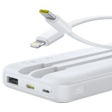 Baseus Lipow Power Bank 10000mAh 22.5W con due cavi integrati (con cavo Baseus Simple USB-A - USB-C 3A 20cm) - Bianco