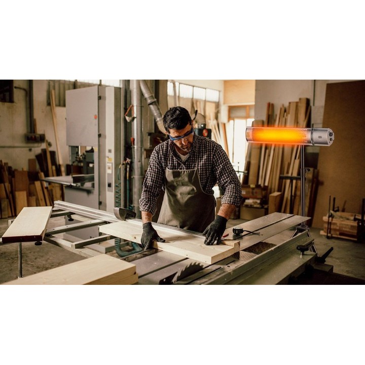 Riscaldatore a infrarossi NEO TOOLS 2000 W IP55 Lampada alogena dorata Telecomando 2 livelli di calore