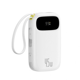 Baseus EnerFill FC31 QPow3 10000mAh 45W Power Bank con Display Digitale e 2 Cavi USB-C Integrati – Bianco