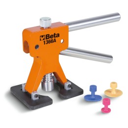 Beta 1366A Attrezzo levabolli con kit di 19 funghetti di plastica Da utilizzare con colla a caldo per superfici verniciate 1851V