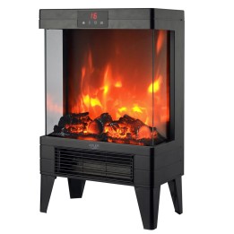 Camino elettrico ADLER AD 7755 2 impostazioni calore: 1000W / 2000W | 3D effetto fiamma | Termostato Nero