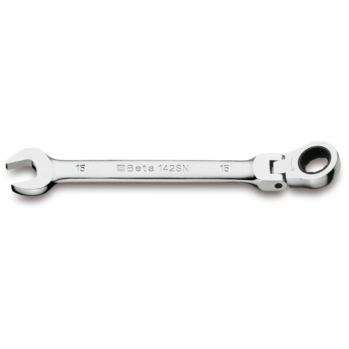 Beta 142SN 12 Chiavi combinate a forchetta e poligonale diritte a cricchetto snodate cromate 001420212