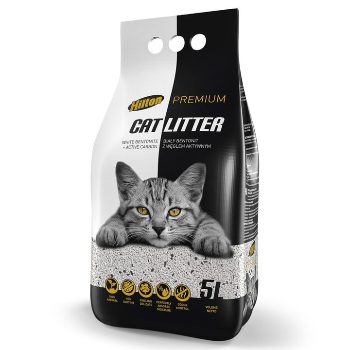 HILTON Bentonite con carbone attivo Bianca - lettiera per gatti - 5 l