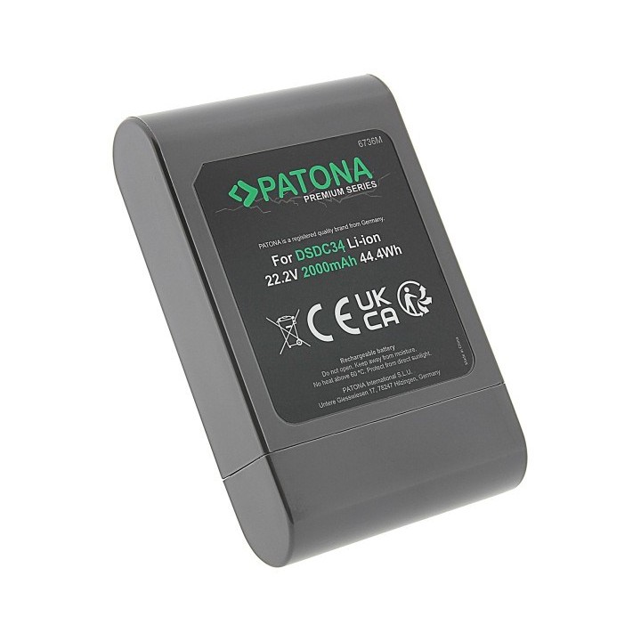 PATONA Batteria di ricambio Dyson DC44 DC34 22.2 V 2000 mAh Li-Ion