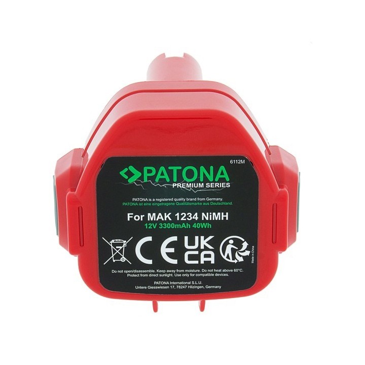 PATONA Batteria di ricambio Makita 1234 12 V 3300 mAh Ni-MH