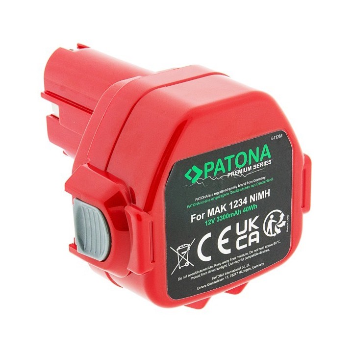PATONA Batteria di ricambio Makita 1234 12 V 3300 mAh Ni-MH
