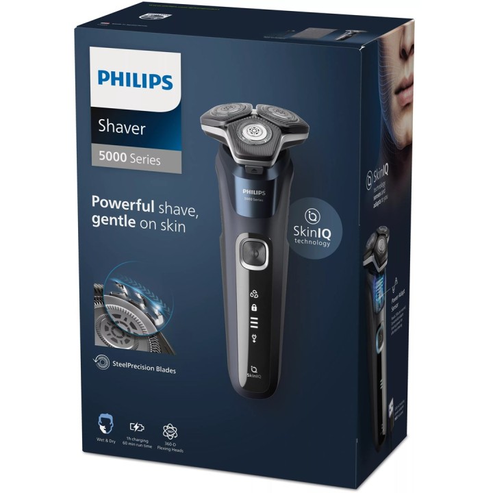 Philips SHAVER Rasoio uomo Series 5000 S5885/10 rasoio a rotazione trimmer nero blu