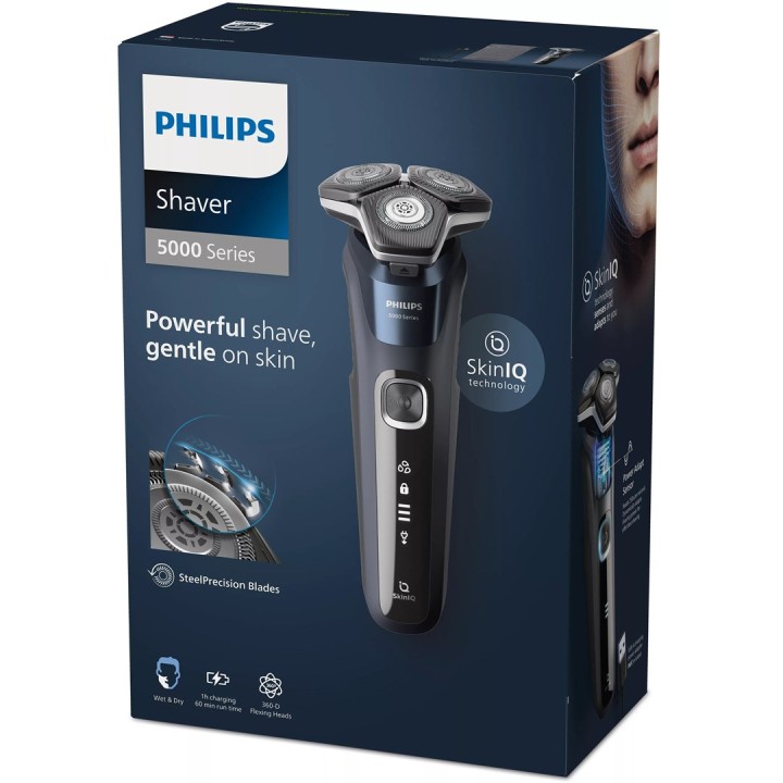 Philips SHAVER Rasoio uomo Series 5000 S5885/10 rasoio a rotazione trimmer nero blu