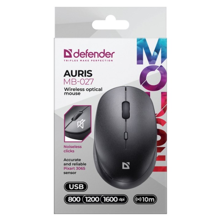 DEFENDER MOUSE AURIS MB-027 RF SILENT NERO 52027