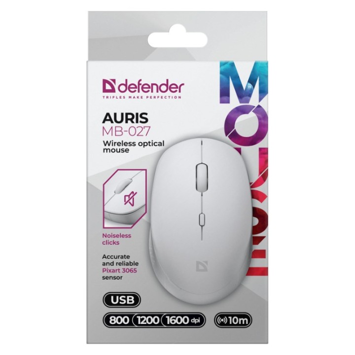 DEFENDER MOUSE AURIS MB-027 RF SILENT BIANCO 52028
