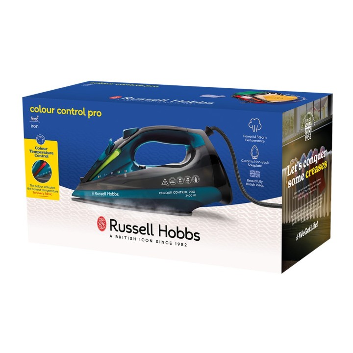 Ferro da stiro Russell Hobbs 27280-56 ferro a vapore piastra ceramica 2400 W nero blu