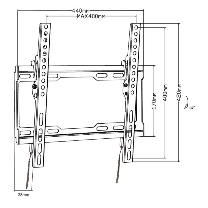 Maclean TV MC-412 staffa a parete 32 -70 VESA 400x400 45kg inclinabile universale regolabile livella di precisione accessori di 
