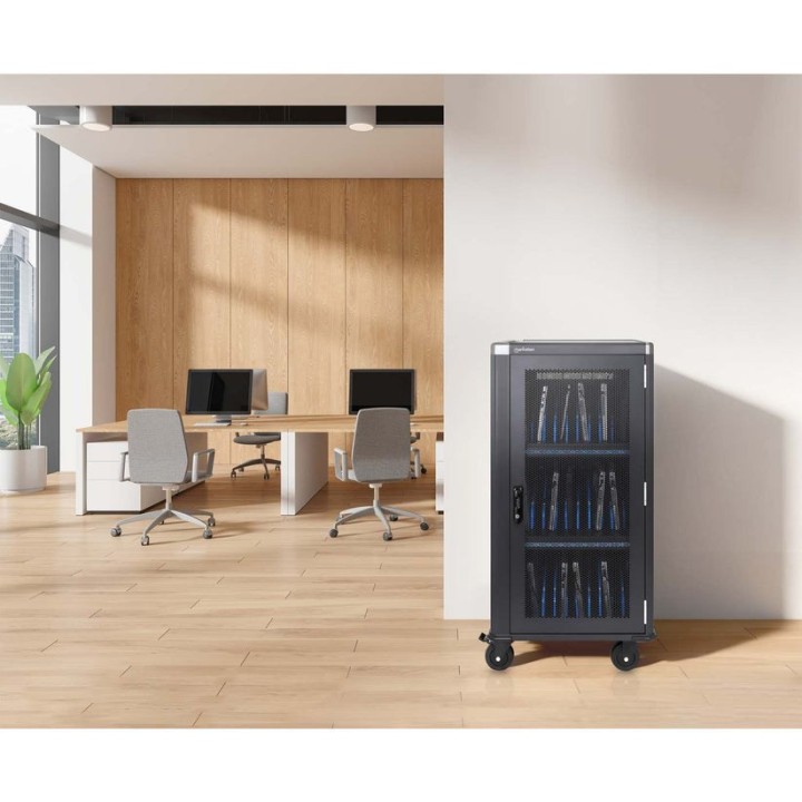 Manhattan Armadietto di ricarica per laptop carrello/tavolo tramite USB-C 65W 16 30 scomparti idoneo per laptop USB-C (fino a 16