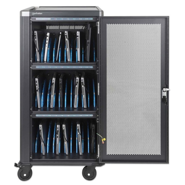 Manhattan Armadietto di ricarica per laptop carrello/tavolo tramite USB-C 65W 16 30 scomparti idoneo per laptop USB-C (fino a 16